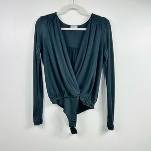 Free People Intimately Free Black Slinky Body Suit Blouse Size Small